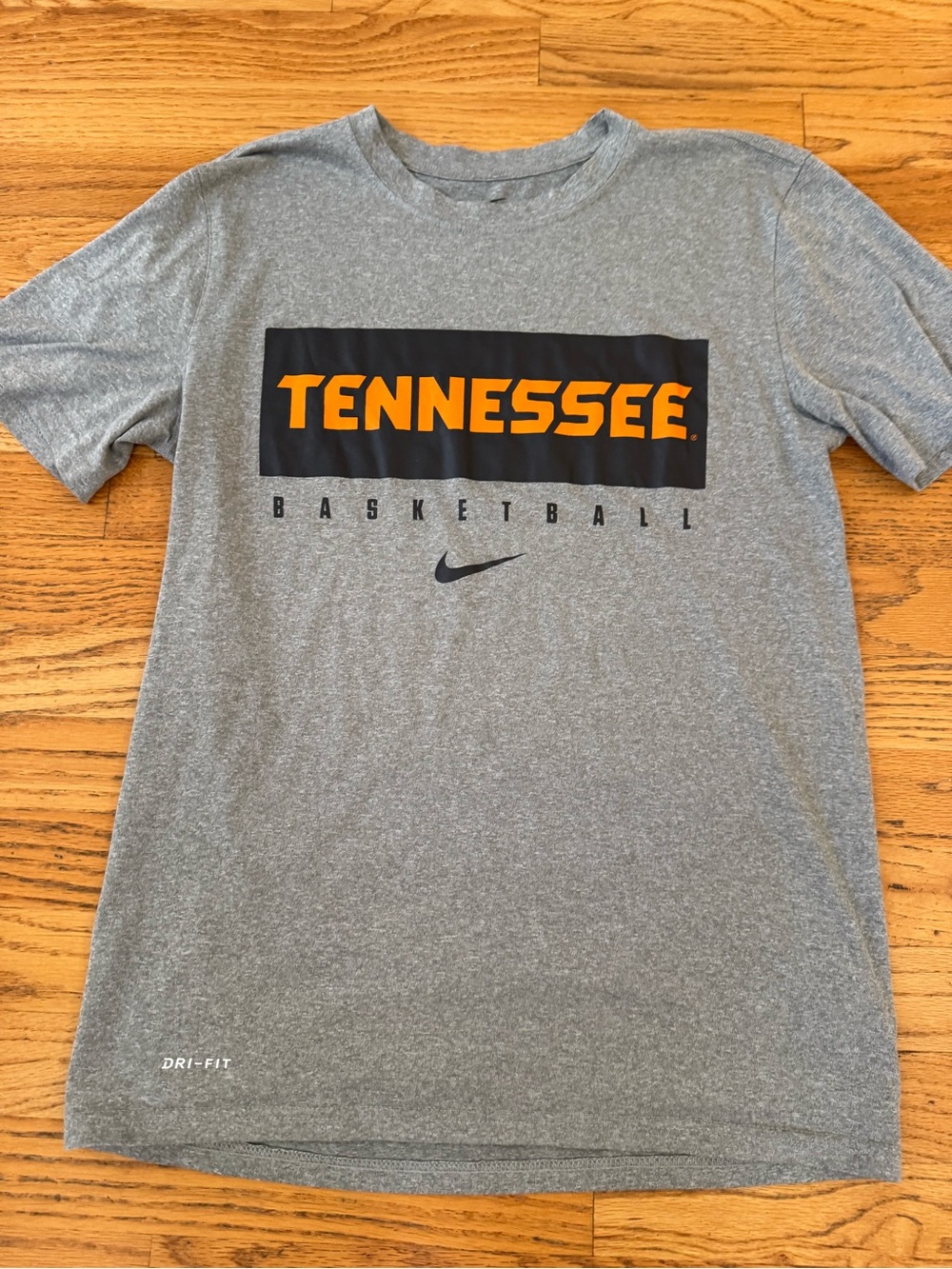 Nike Gray Tennessee Basketball T-Shirt with Orange Logo - TN Basketball